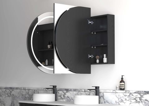 LED Bondi 1800x900 Black Oak Shaving Cabinet — detail 2