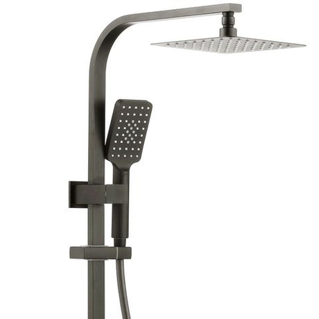 Taran 250mm Gun Metal Twin Shower On Rail Top Inlet Square — detail 2
