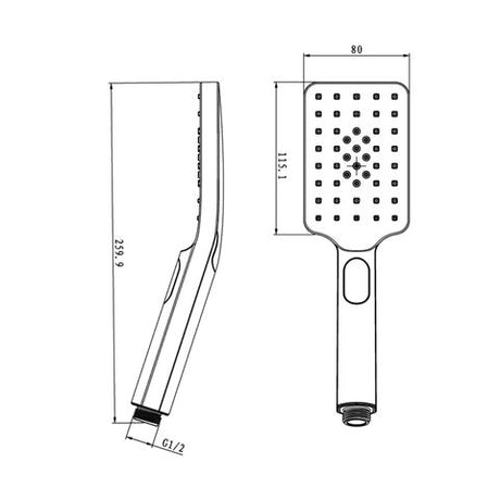 Taran 250mm Gun Metal Twin Shower On Rail Top Inlet Square — detail 5