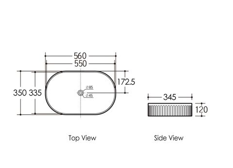 Kensington Oval 560x350x120 Gloss White Basin — detail 3