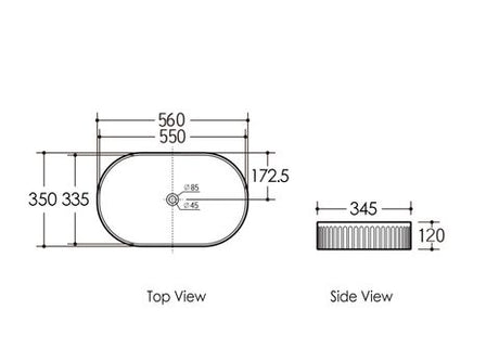 Kensington Oval 560x350x120 Matte White Basin — detail 2