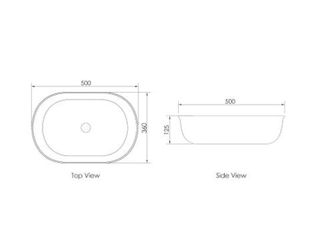 Bronte Oval 500x350x130 Gloss White Basin — detail 2