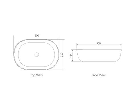 Bronte Oval 500x350x130 Matte Black Basin — detail 2