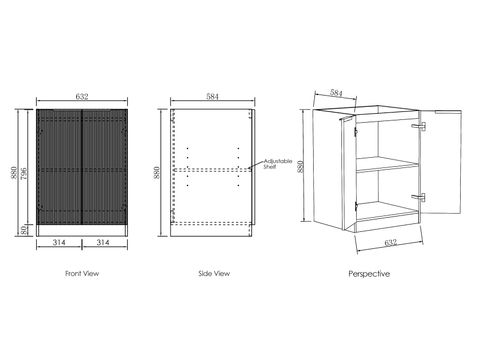 Bondi Laundry 630 Fluted White Base Cabinet — detail 4