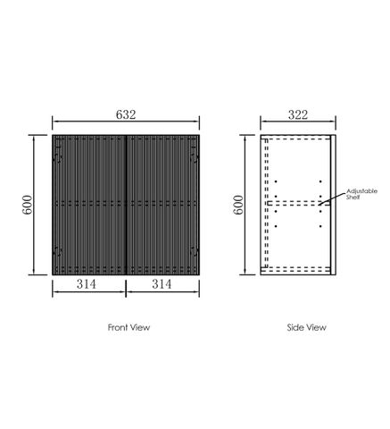 Bondi Laundry 630 Fluted White Wall Cabinet — detail 4