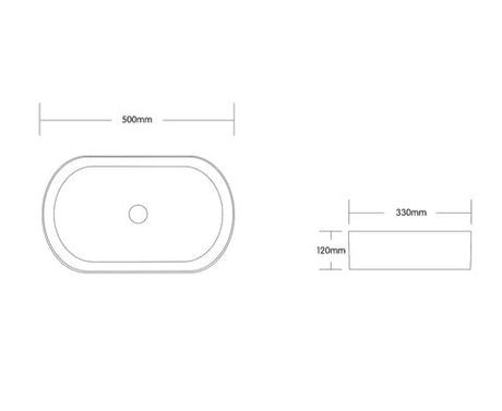 Quay Oval 500x330x120 Gloss Carrara Basin — detail 2