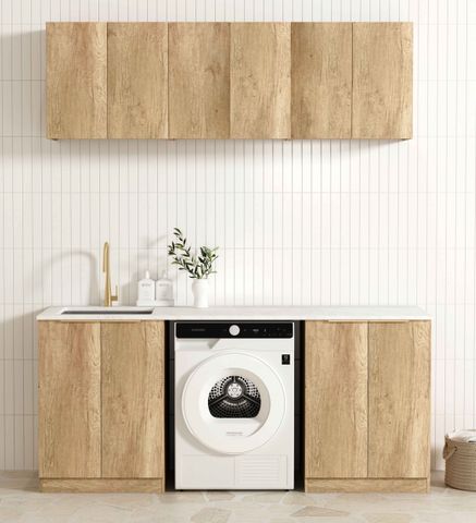 Laundry Kit 1960B Byron/Bondi Natural Oak with Natural Carrara Marble Top