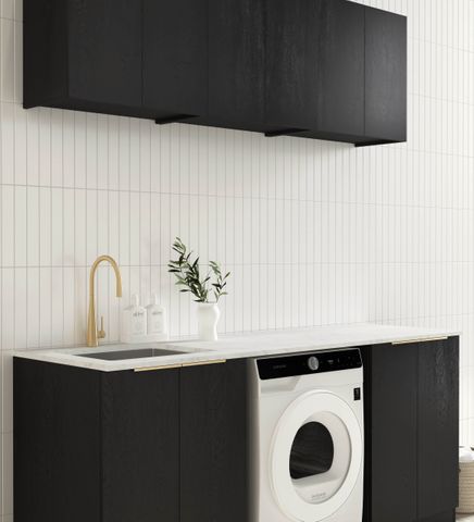 Laundry Kit 1960B Byron/Bondi Black Oak with Natural Carrara Marble Top — detail 2