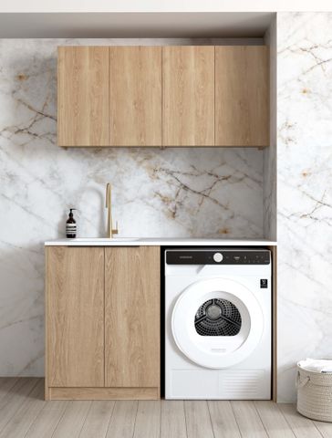 Laundry Kit 1305B Byron/Bondi Natural Oak with Natural Carrara Marble Top