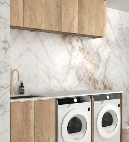 Laundry Kit 1960A Byron/Bondi Natural Oak with Natural Carrara Marble Top — detail 3