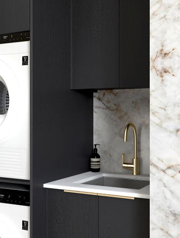 Laundry Kit 1305C Byron/Bondi Black Oak with Natural Carrara Marble Top — detail 2
