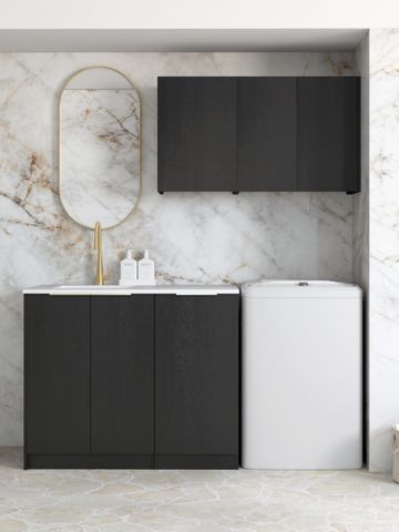 Laundry Kit 1715A Byron/Bondi Black Oak with Natural Carrara Marble Top
