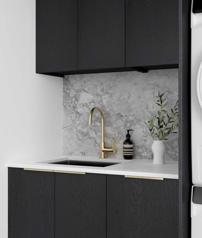 Laundry Kit 1715C Byron/Bondi Black Oak with Natural Carrara Marble Top — detail 2
