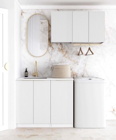Laundry Kit 1715A Bondi White with Natural Carrara Marble Top