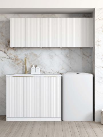Laundry Kit 1715B Bondi White with Natural Carrara Marble Top