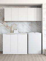 Laundry Kit 1715B Bondi White with Natural Carrara Marble Top