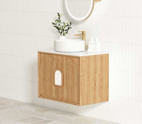 Laguna 600mm Natural American Oak Wall Hung Cabinet Only — detail 2
