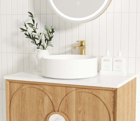 Laguna 600mm Natural American Oak Wall Hung Cabinet Only — detail 3
