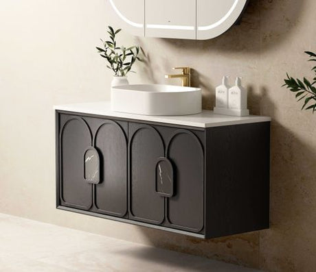 Laguna 1200mm Black American Oak Wall Hung Cabinet Only — detail 2