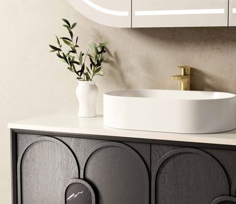 Laguna 1200mm Black American Oak Wall Hung Cabinet Only — detail 3
