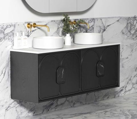 Laguna 1500mm Black American Oak Wall Hung Cabinet Only — detail 2