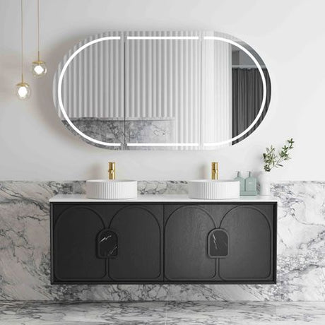 Laguna 1500mm Black American Oak Wall Hung Cabinet Only — detail 3