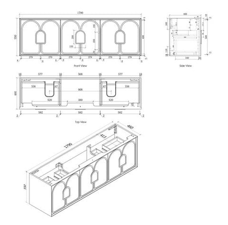 Laguna 1800mm Black American Oak Wall Hung Cabinet Only — detail 4