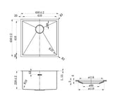 Axon Sink 45S 450x450x220 Gun Metal — detail 4