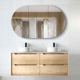 Byron 1200mm Natural Oak Wall Hung Vanity with Mont Blanc Top Double Bowl 12TH — detail 2