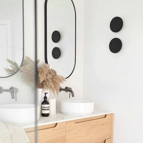 Byron 1200mm Natural Oak Wall Hung Vanity with Mont Blanc Top Double Bowl 12TH — detail 5