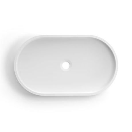 Hudson Oval 600x350x120 Concrete Fluted White Basin — detail 3