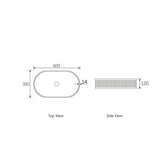 Hudson Oval 600x350x120 Concrete Fluted White Basin — detail 4