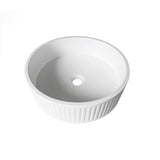 Hudson Round 400x400x120 Concrete Fluted White Basin — detail 2