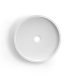 Hudson Round 400x400x120 Concrete Fluted White Basin — detail 3
