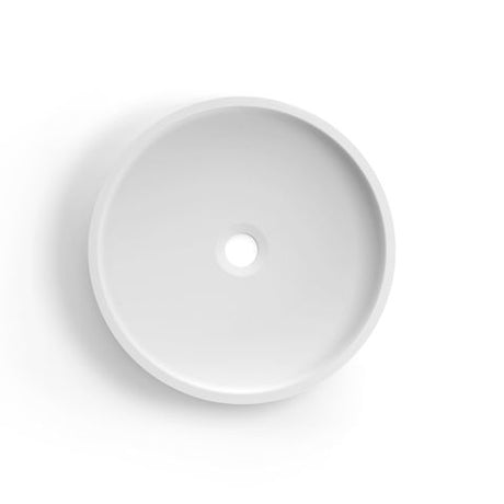 Hudson Round 400x400x120 Concrete Fluted White Basin — detail 3