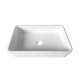 Hudson Square 520x320x120 Concrete Fluted White Basin — detail 2