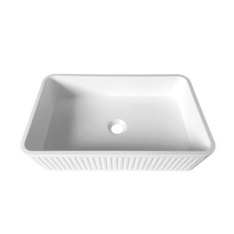 Hudson Square 520x320x120 Concrete Fluted White Basin — detail 2