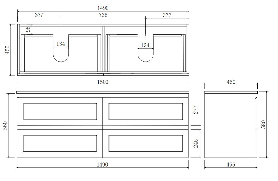 Fremantle Wall-Hung PVC Vanity FM1550WH — detail 7