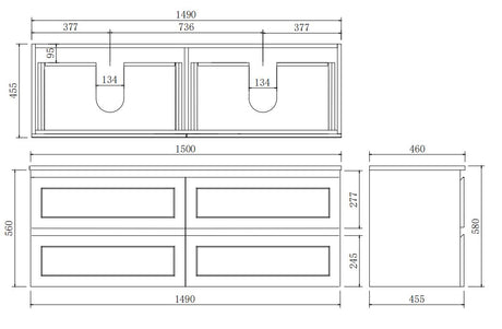 Fremantle Wall-Hung PVC Vanity FM1550WH — detail 7