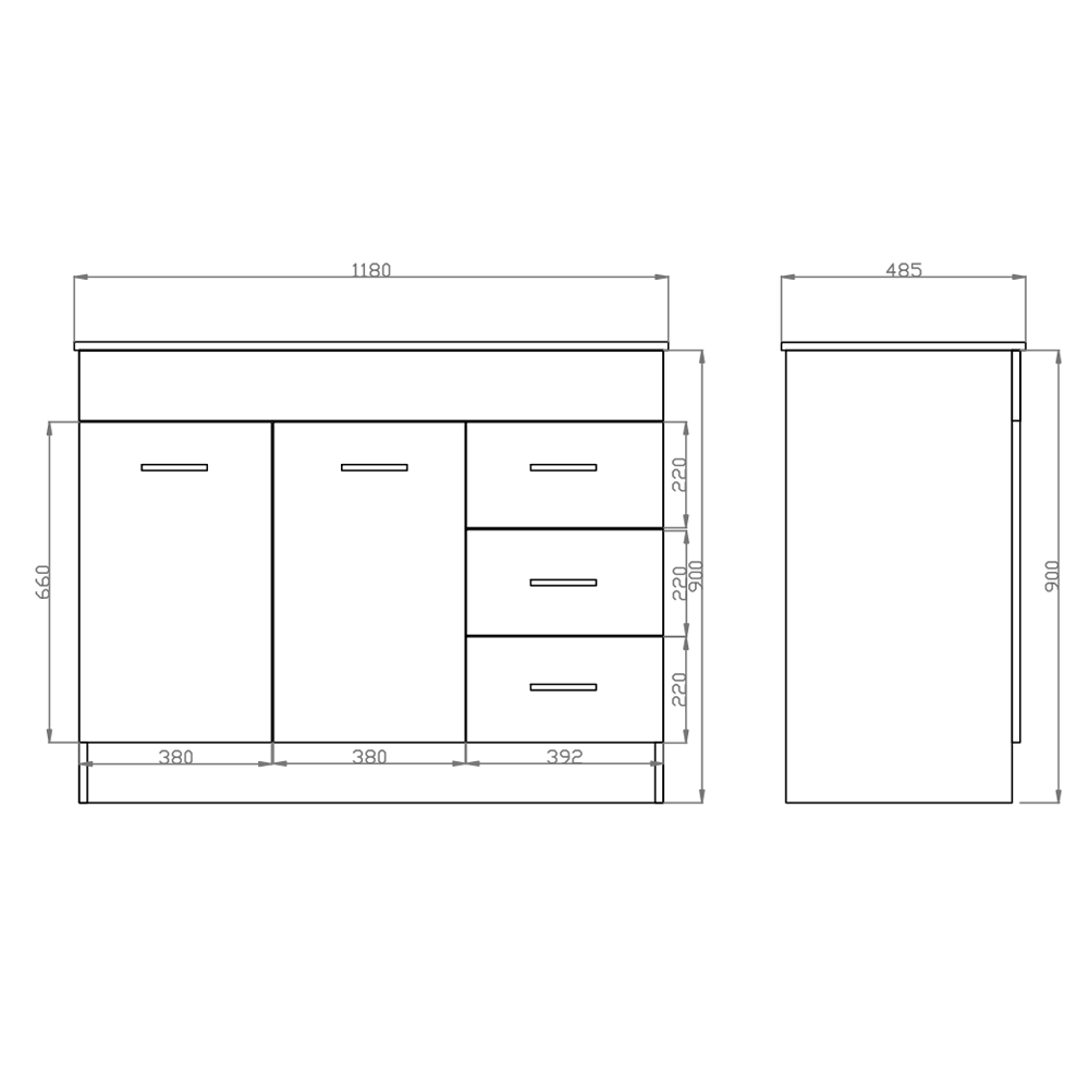 PVC Kitchenette Cabinet (KM-Cab) with Stainless Steel Sink (BK446D)1180*485*900mm — detail 3