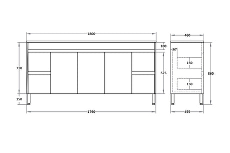 Polar Free-Standing PVC Vanity P184LG — detail 2