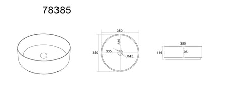 PA3511BG Above Counter Basin Brushed Gold (Round: 352*352*112mm) — detail 2
