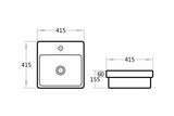 PI4141-TH Insert Basin Gloss White Fine Ceramic(Square: 410*410*130mm) — detail 2
