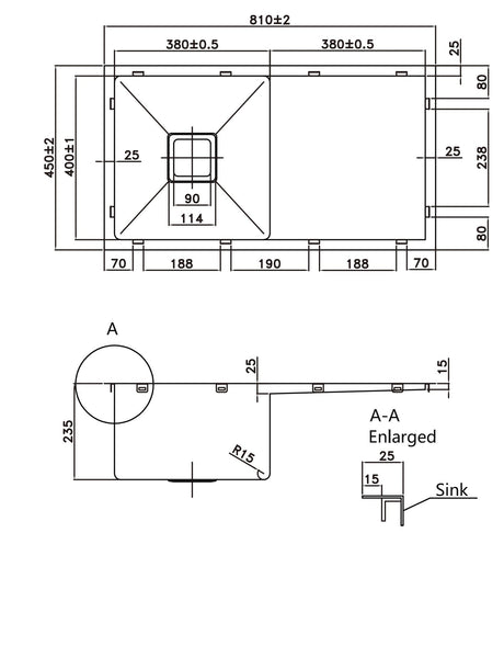 304 Stainless Steel Sink（SLSS-810DS）810×450×235mm — detail 3