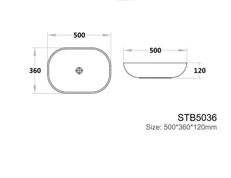 STB5036 Above Counter Basin(Oval: 500*360*120mm) — detail 2