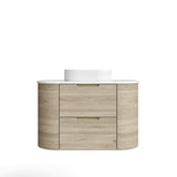 VITO CALVO Wall-Hung Curved Cabinet with Soft-Close Drawers and Natural Wood Finish 750-1550mm — detail 4
