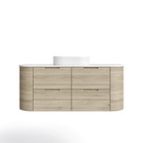 VITO CALVO Wall-Hung Curved Cabinet with Soft-Close Drawers and Natural Wood Finish 750-1550mm — detail 5
