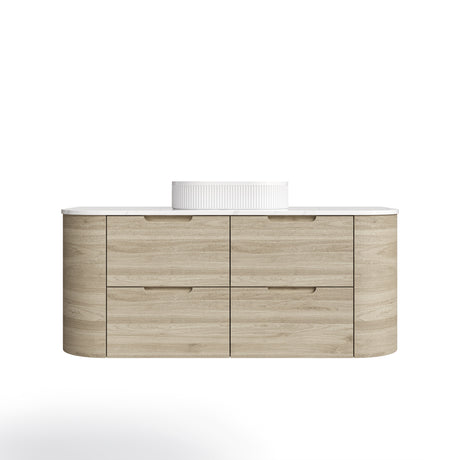 VITO CALVO Wall-Hung Curved Cabinet with Soft-Close Drawers and Natural Wood Finish 750-1550mm — detail 5