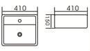 A/Counter Wall Hung Basin 1TH w/OverflowGloss WhiteDimension:410*410*150mm
