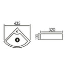 Wall Hung Corner Basin 1TH Gloss White, with OverflowDimension: 435*320*130mm